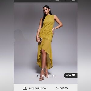 ASOS Elegant Green Ruched High Low Dress